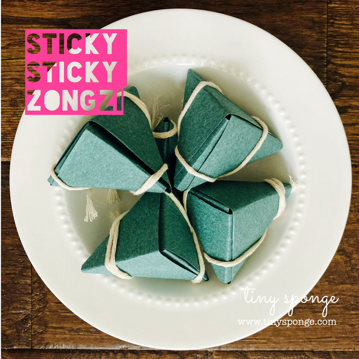 Zongzi Sticky Rice Dumpling Origami How To tiny sponge